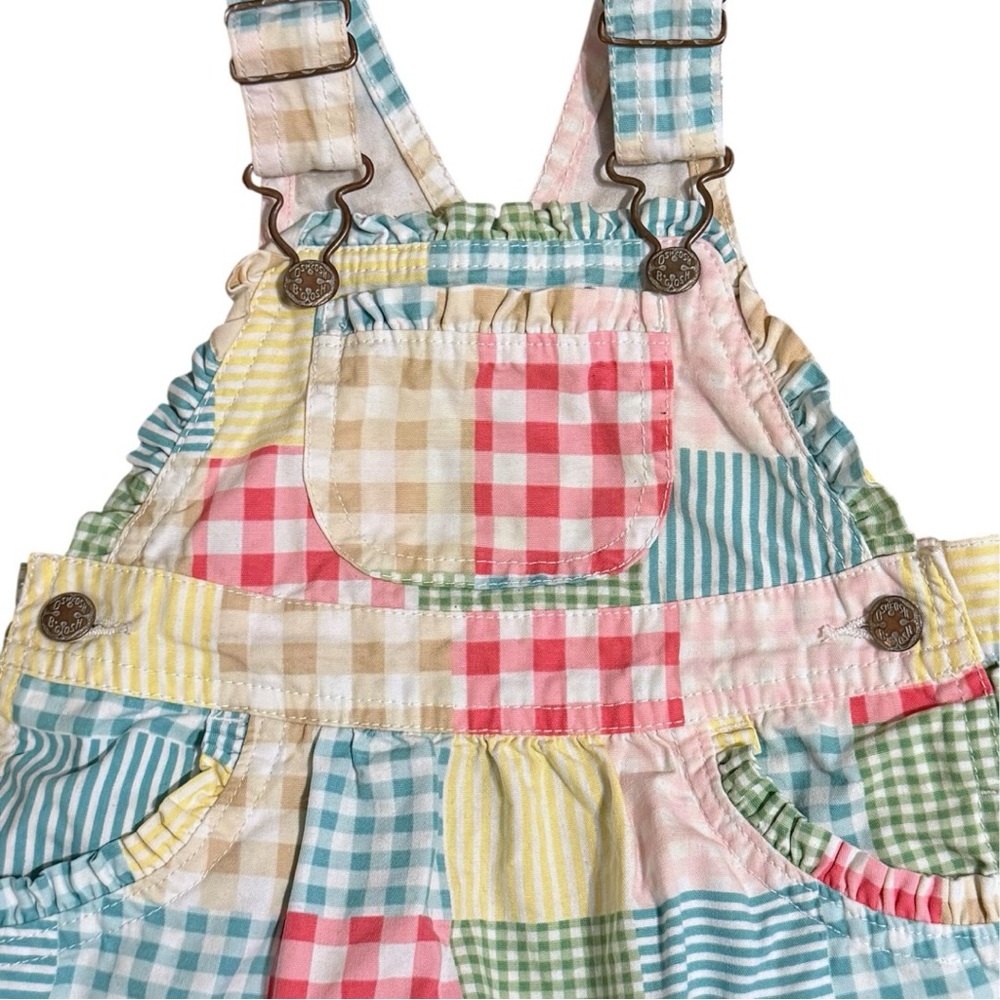 OshKosh B’gosh 24M Patchwork Gingham Overall Dress Pastel Easter Spring - Picture 2 of 7